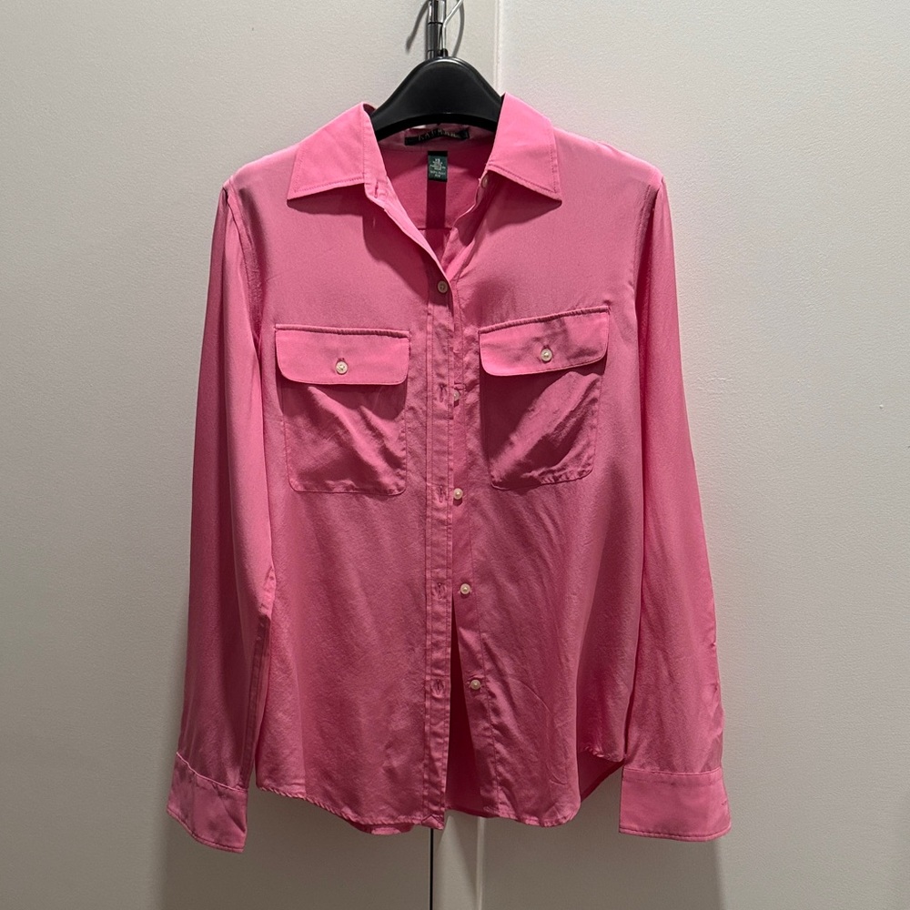 Lauren Ralph Lauren Pink 100% Silk Shirt size XS